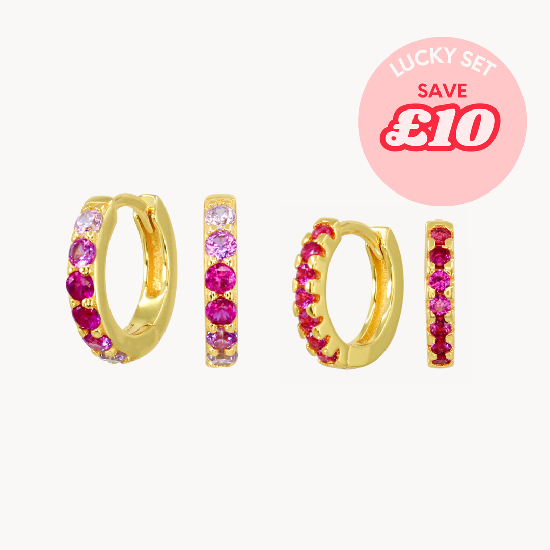 Ultimate Pink Pavé Hoop Set - Lucky Eleven Jewellery