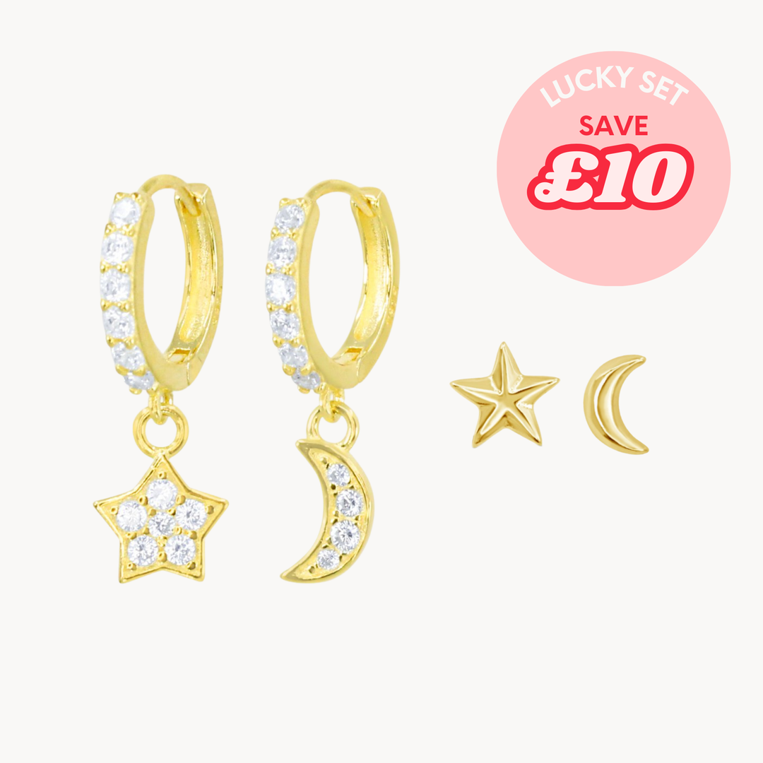 Moon & Stars Huggie & Stud Set - Lucky Eleven Jewellery