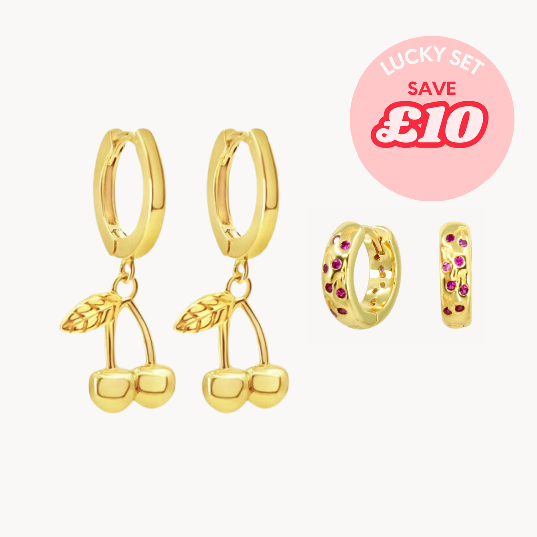 Cherry Bomb & Crystal Cherry Hoop Set - Lucky Eleven Jewellery
