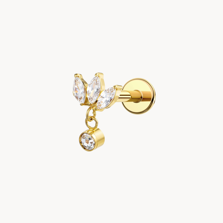 Lotus Dangle Flatback Stud