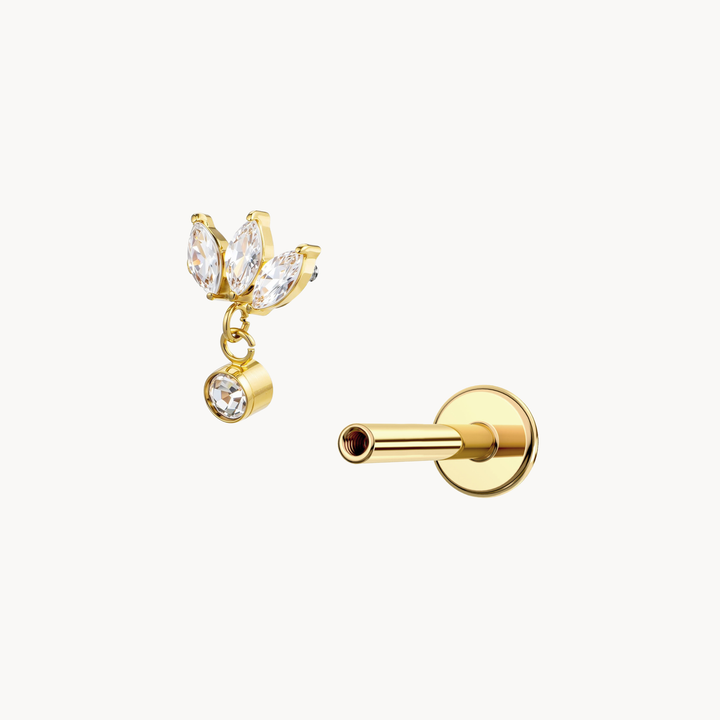 Lotus Dangle Flatback Stud