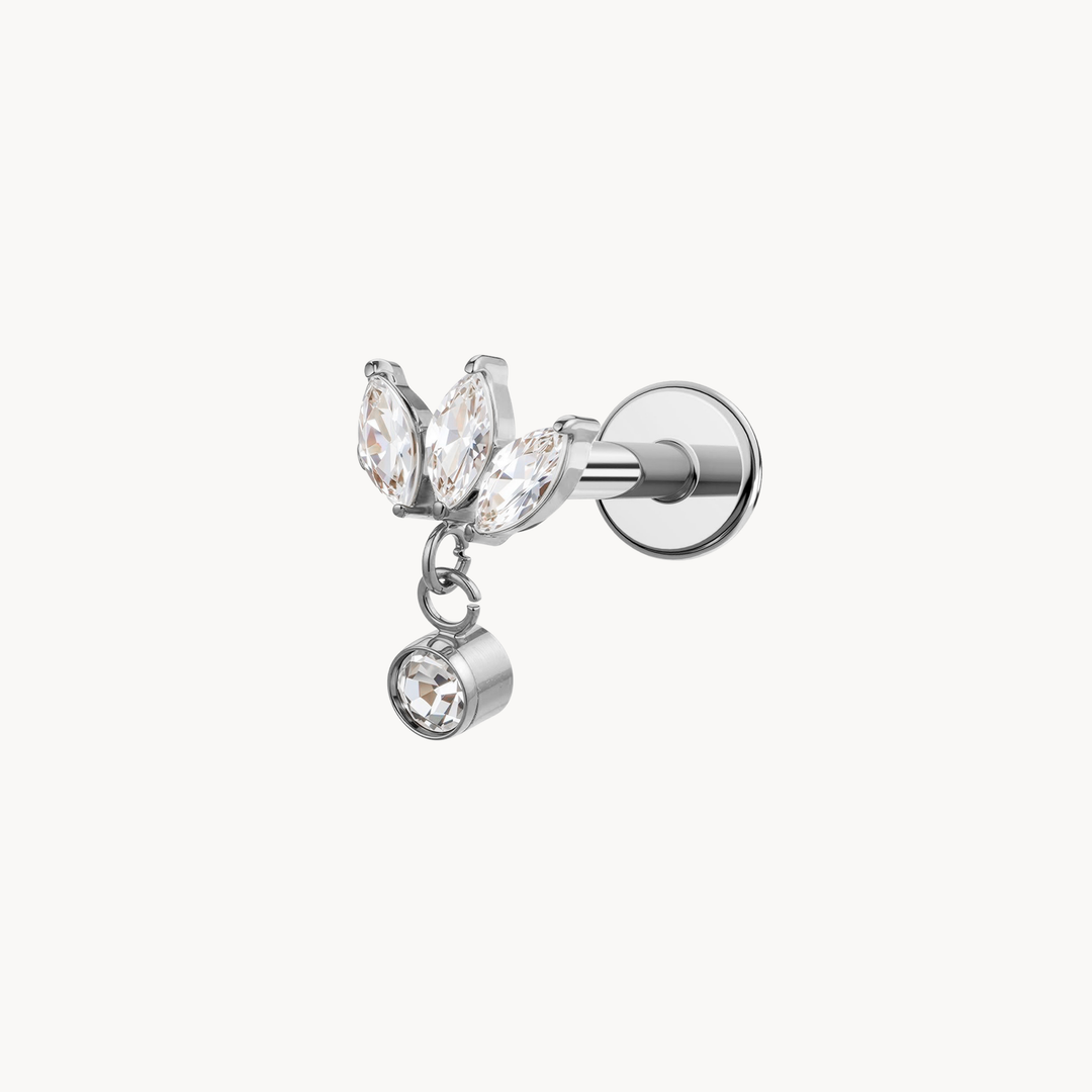 Lotus Dangle Flatback Stud