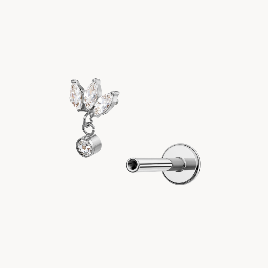 Lotus Dangle Flatback Stud