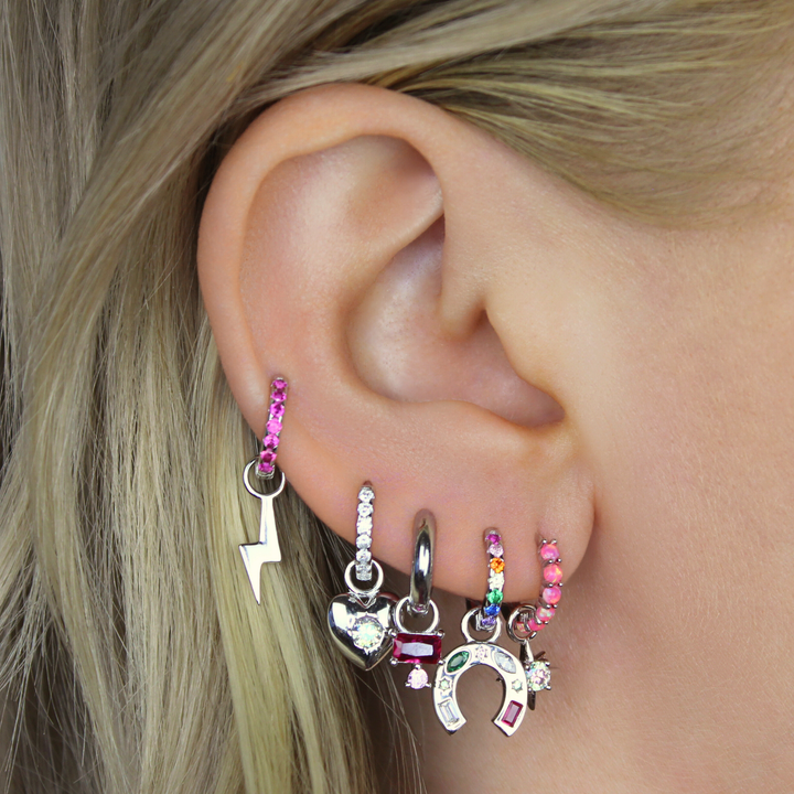 Pink Opal Huggie Hoops