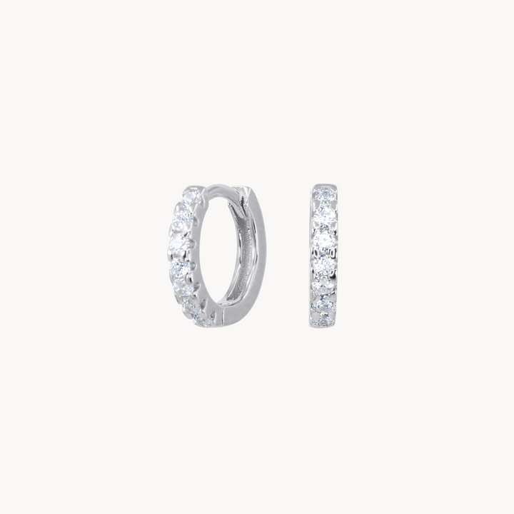 Mini Pavé Huggie - Clear - Lucky Eleven Jewellery