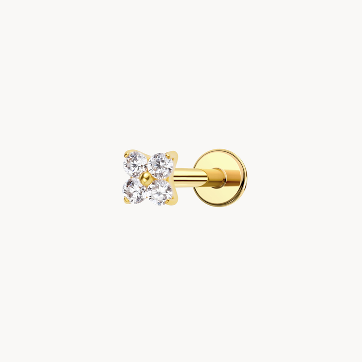 Crystal Clover Flatback Stud