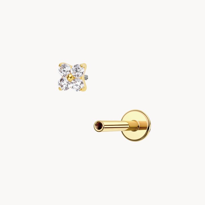 Crystal Clover Flatback Stud