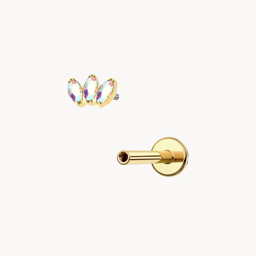 Moonstone Marquise Flatback Stud