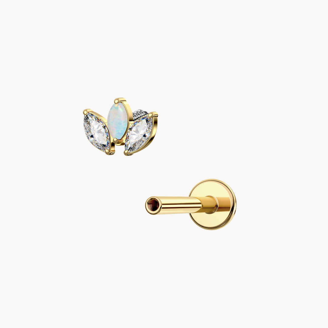 Opal Marquise Flatback Stud