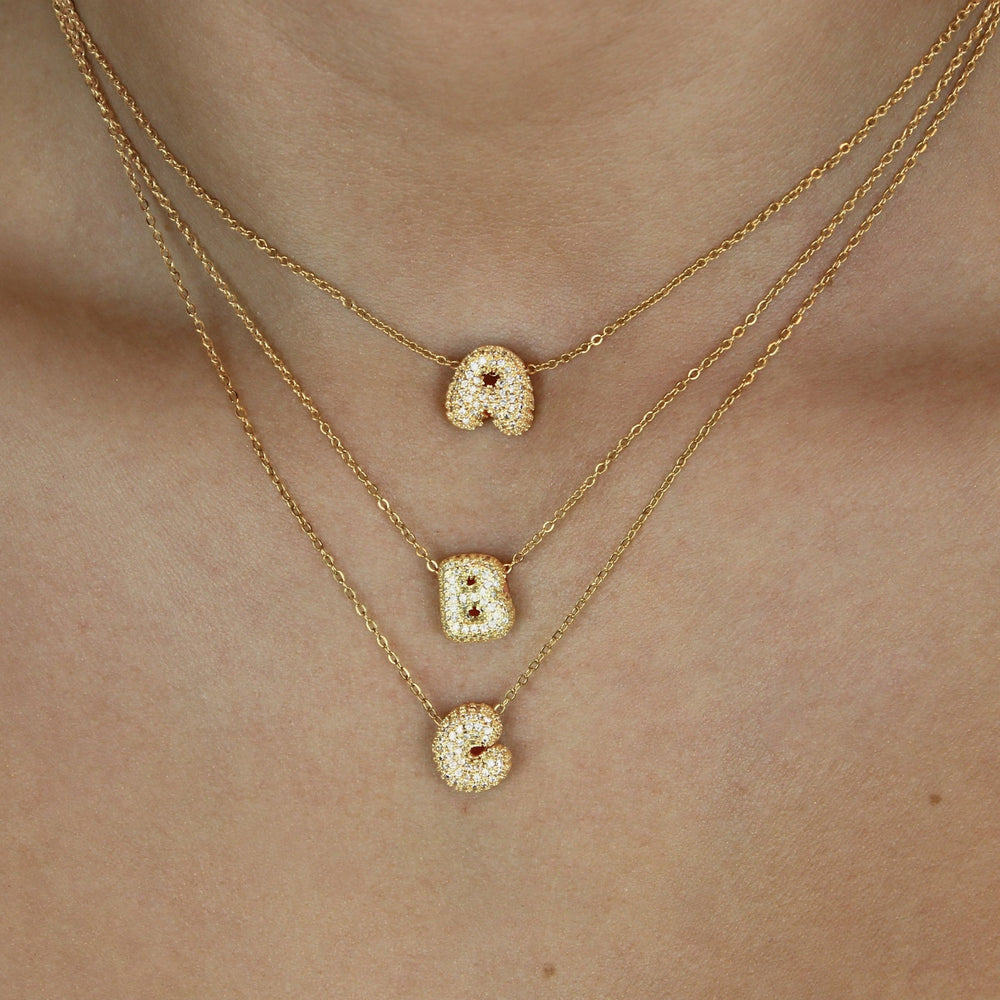 Mini Bubble Crystal Initial Necklace - Lucky Eleven Jewellery