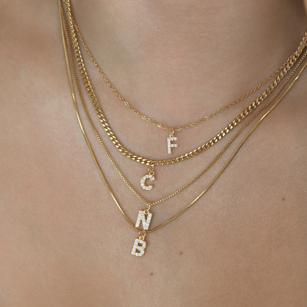 Tiny Letter Necklace - Crystal - Lucky Eleven Jewellery