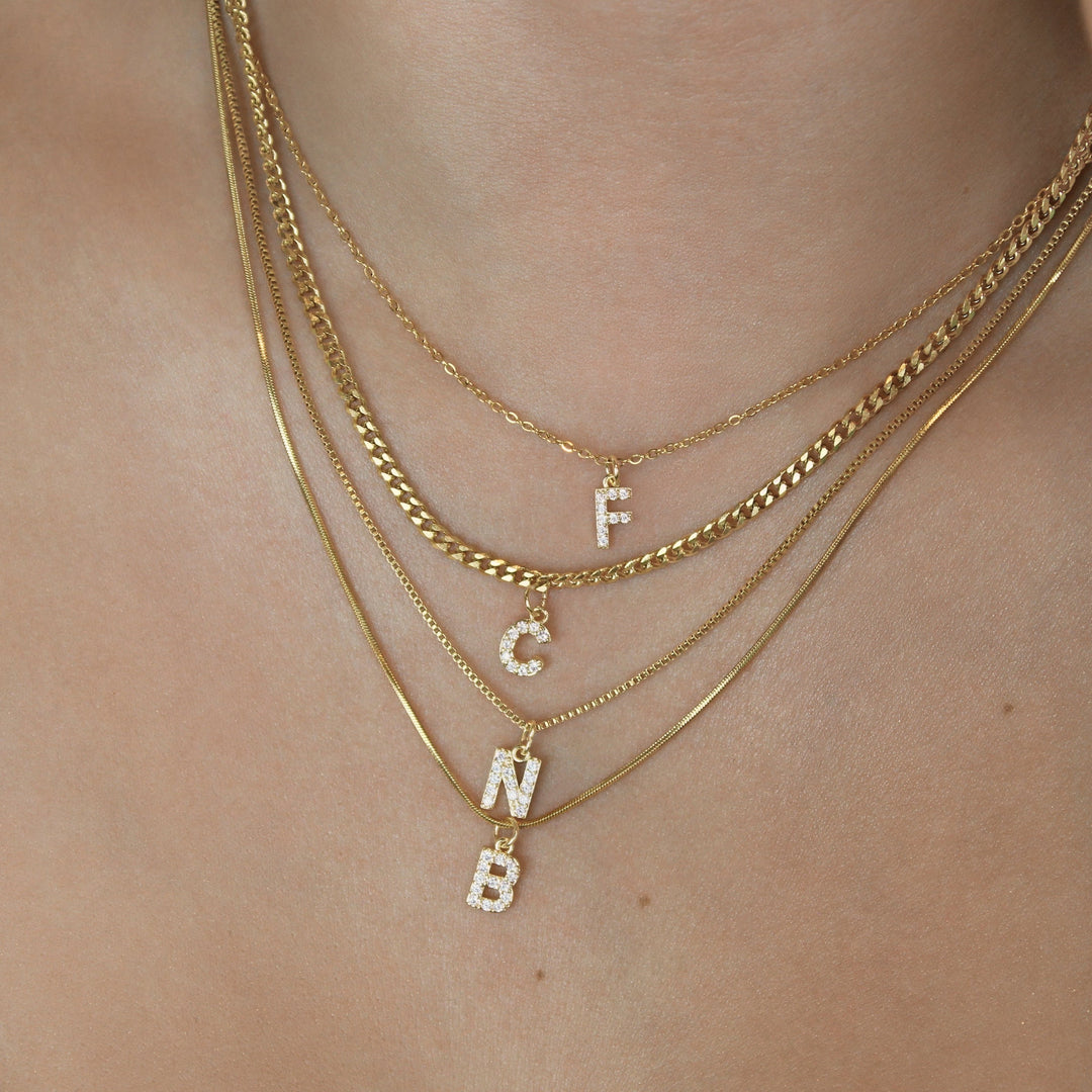 Tiny Letter Necklace - Crystal - Lucky Eleven Jewellery