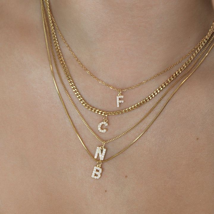 Tiny Letter Necklace - Crystal - Lucky Eleven Jewellery