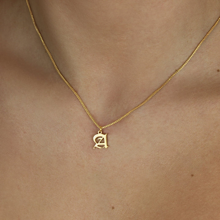 Old English Initial Necklace - Lucky Eleven Jewellery