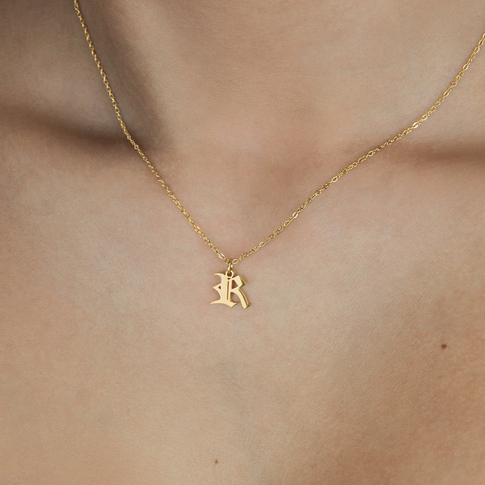 Old English Initial Necklace - Lucky Eleven Jewellery