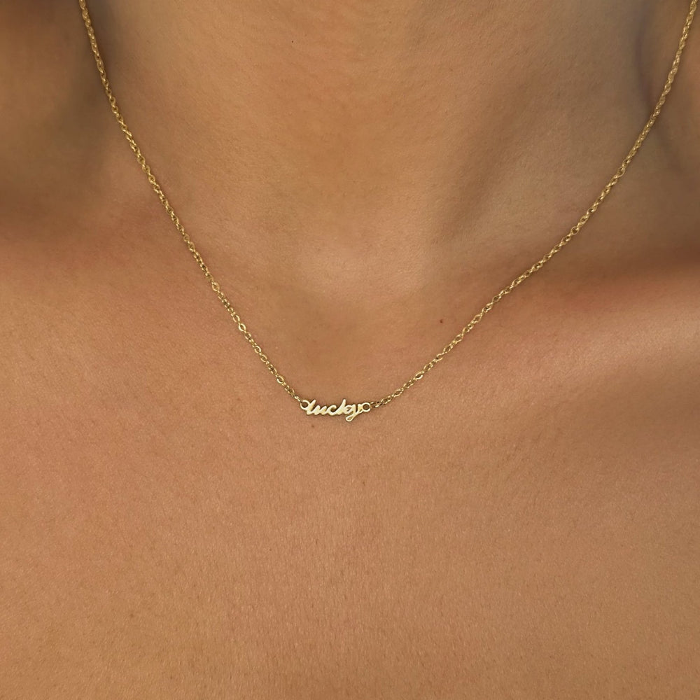 Tiny Lucky Nameplate Necklace - Lucky Eleven Jewellery