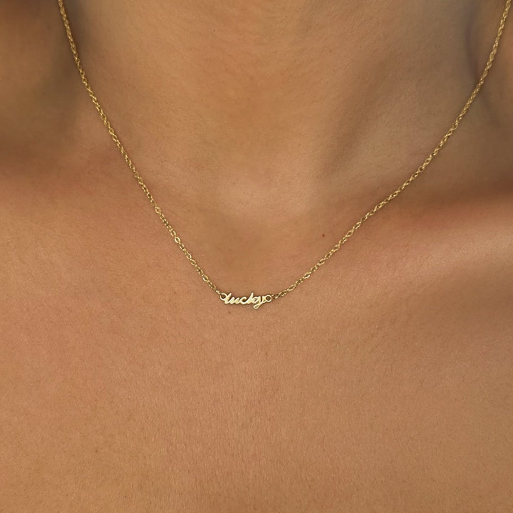Tiny Lucky Nameplate Necklace - Lucky Eleven Jewellery