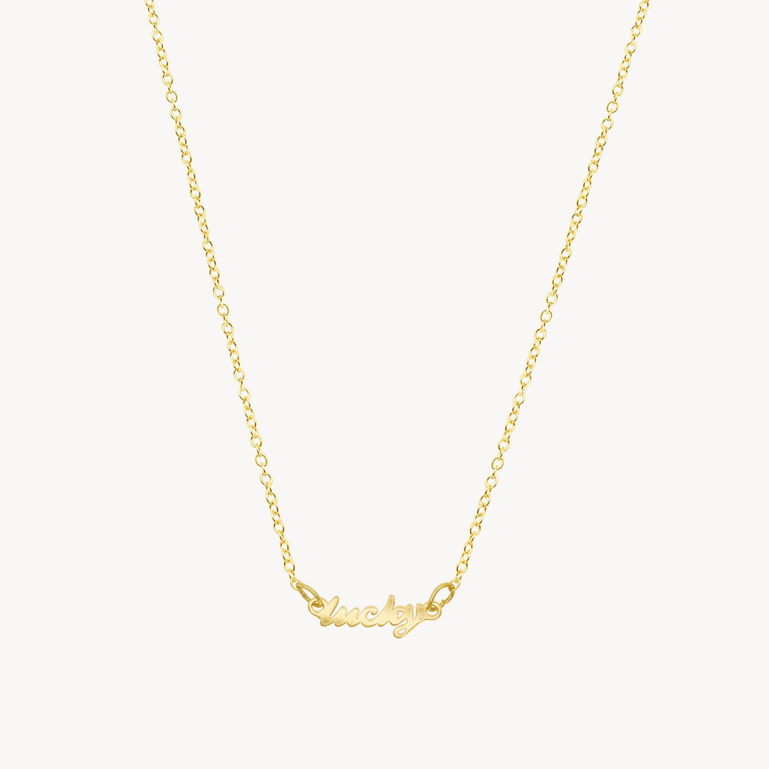 Tiny Lucky Nameplate Necklace - Lucky Eleven Jewellery
