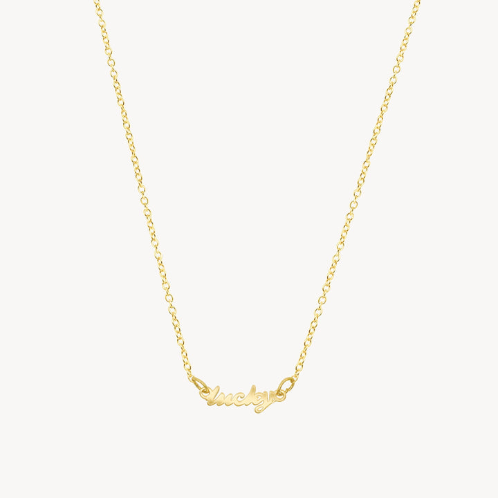 Tiny Lucky Nameplate Necklace - Lucky Eleven Jewellery