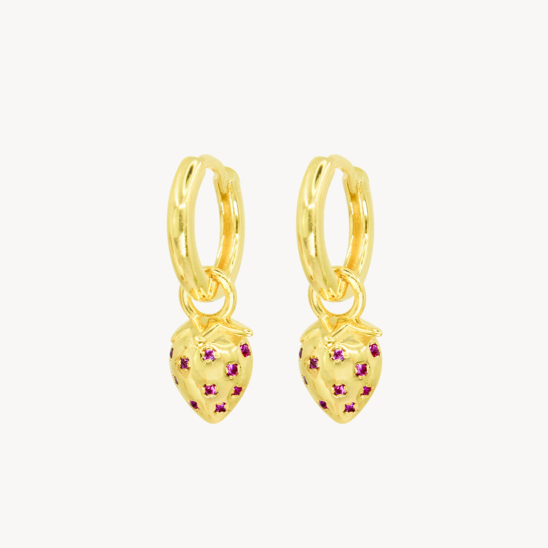 Strawberry Hoop Earrings - Lucky Eleven Jewellery