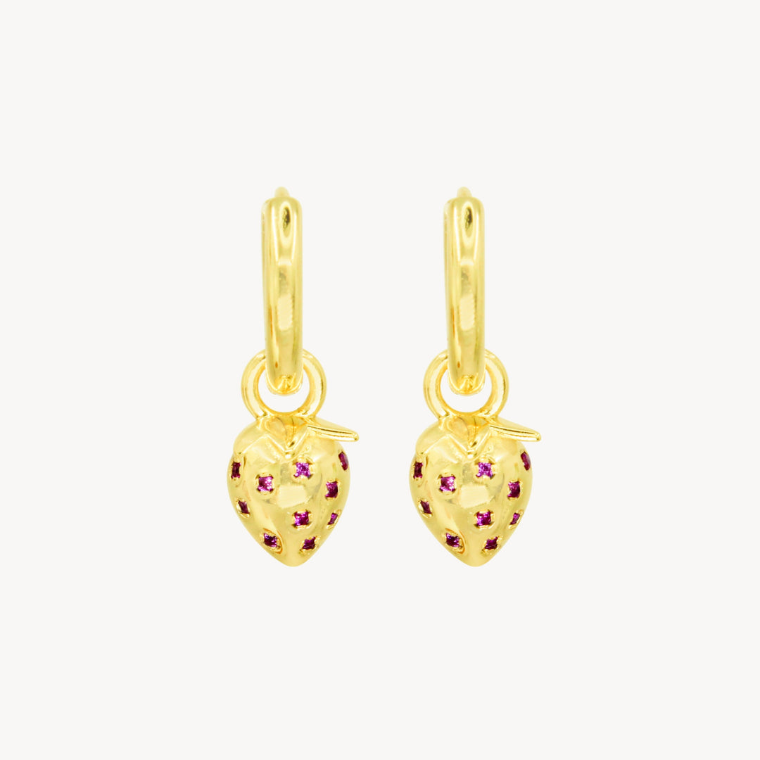 Strawberry Hoop Earrings - Lucky Eleven Jewellery