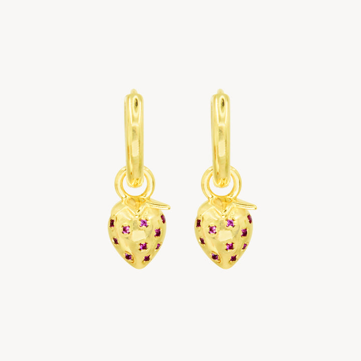 Strawberry Hoop Earrings - Lucky Eleven Jewellery