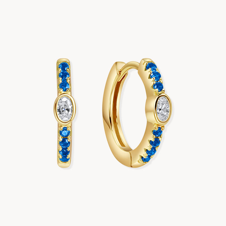 Aria Huggie Hoops Silver/Blue - Lucky Eleven Jewellery