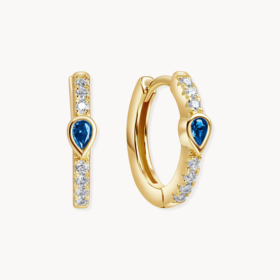 Gaia Huggie Hoops Gold/Blue - Lucky Eleven Jewellery