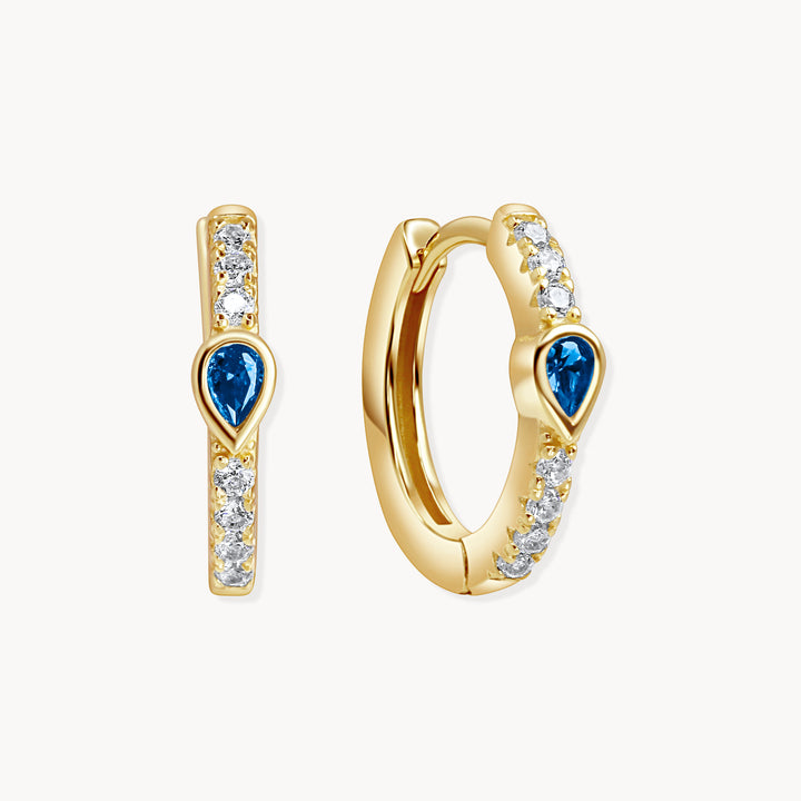 Gaia Huggie Hoops Gold/Blue - Lucky Eleven Jewellery