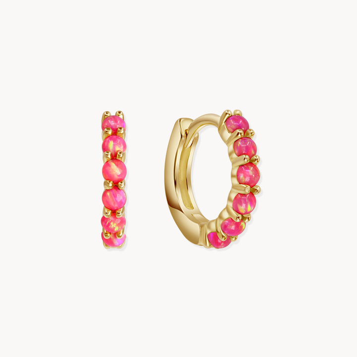 Pink Opal Huggie Hoops