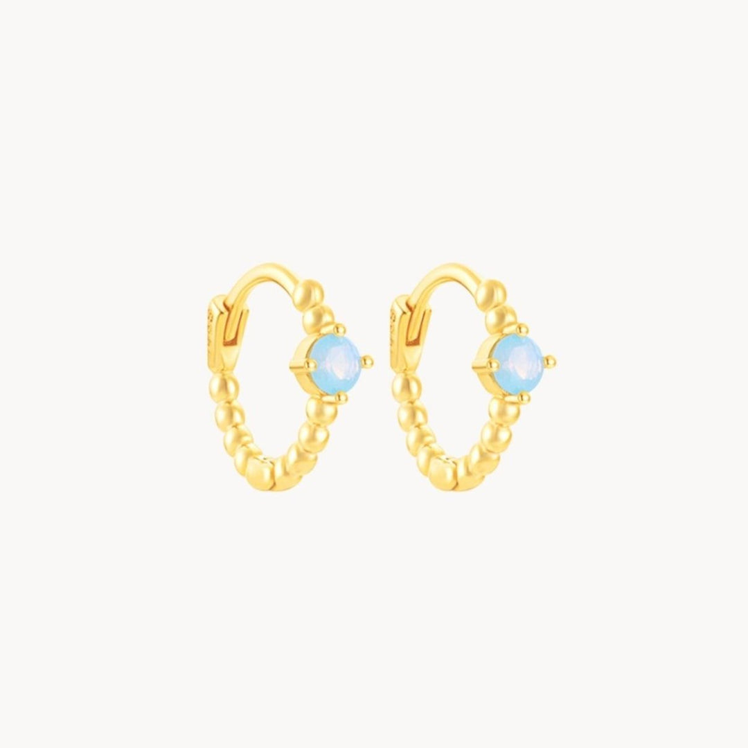 Capri Blue Opal Hoop Earrings - Lucky Eleven Jewellery