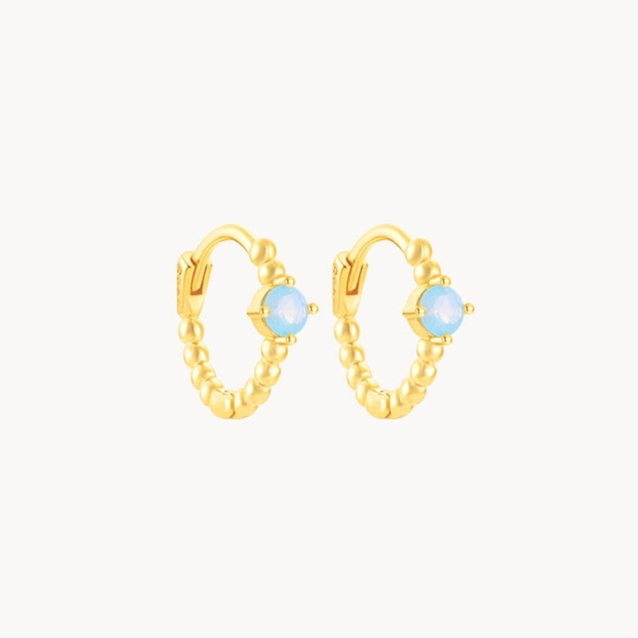 Capri Blue Opal Hoop Earrings - Lucky Eleven Jewellery