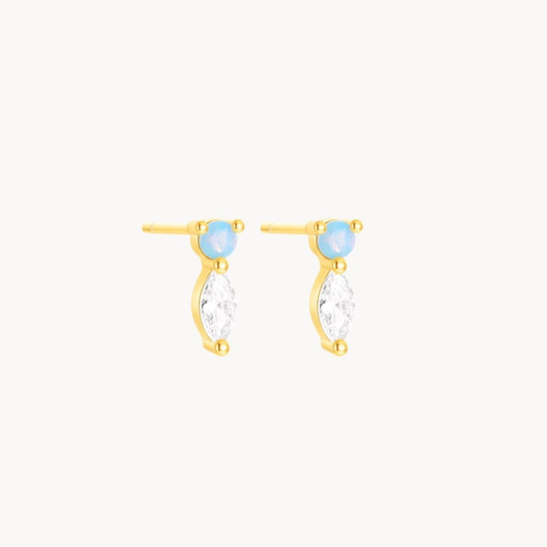 Ariel Blue Opal Stud Earrings - Lucky Eleven Jewellery