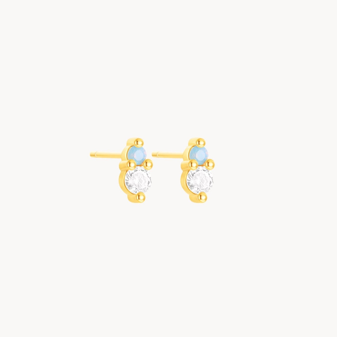 Athena Blue Opal Stud Earrings - Lucky Eleven Jewellery