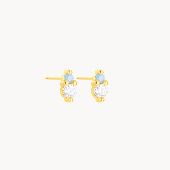 Athena Blue Opal Stud Earrings - Lucky Eleven Jewellery