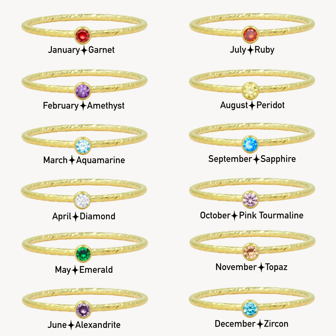 14k Gold Filled Birthstone Stacking Rings - Lucky Eleven Jewellery