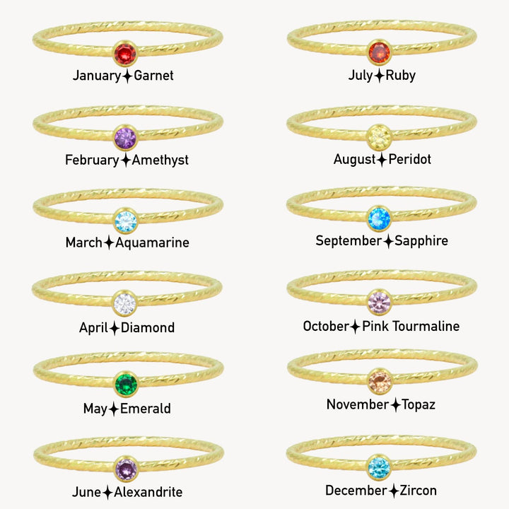 14k Gold Filled Birthstone Stacking Rings - Lucky Eleven Jewellery