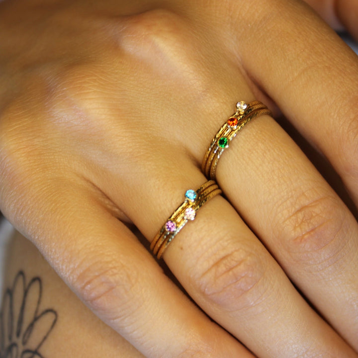 14k Gold Filled Birthstone Stacking Rings - Lucky Eleven Jewellery