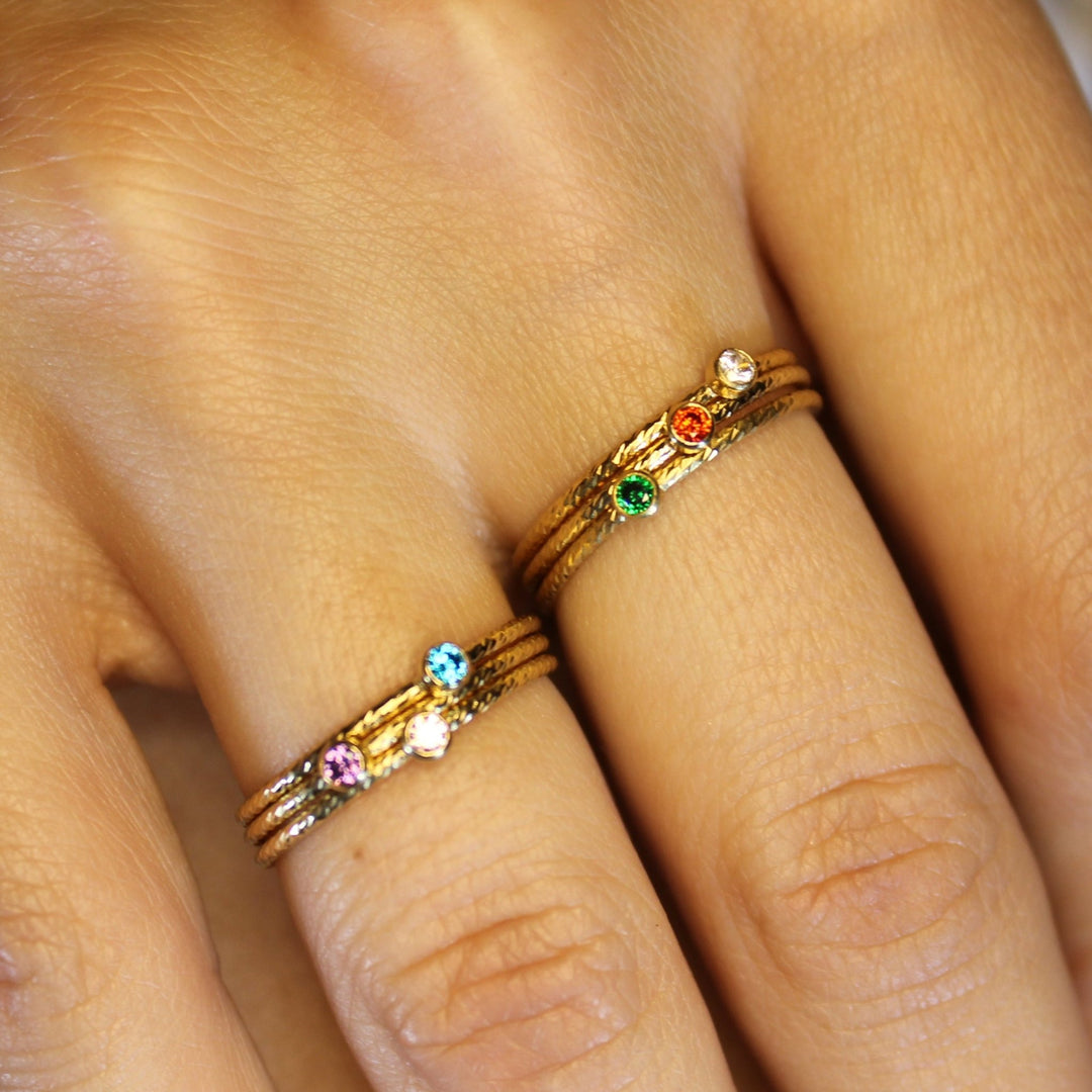 14k Gold Filled Birthstone Stacking Rings - Lucky Eleven Jewellery