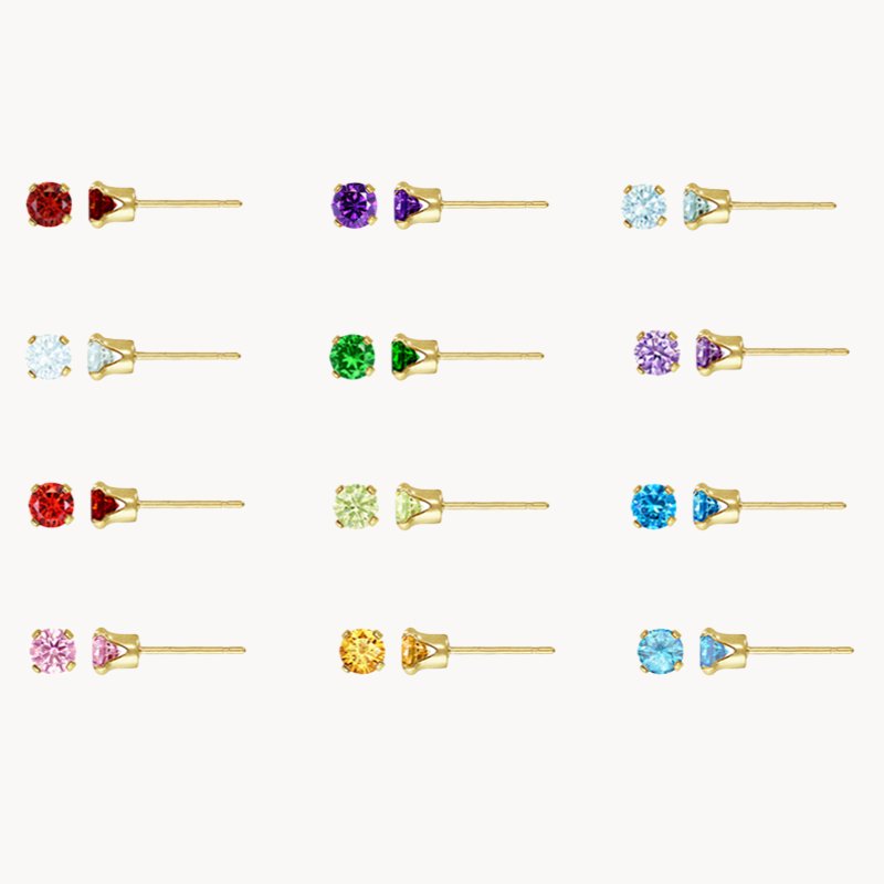 14k Gold Filled Birthstone Stud Earrings - Lucky Eleven Jewellery