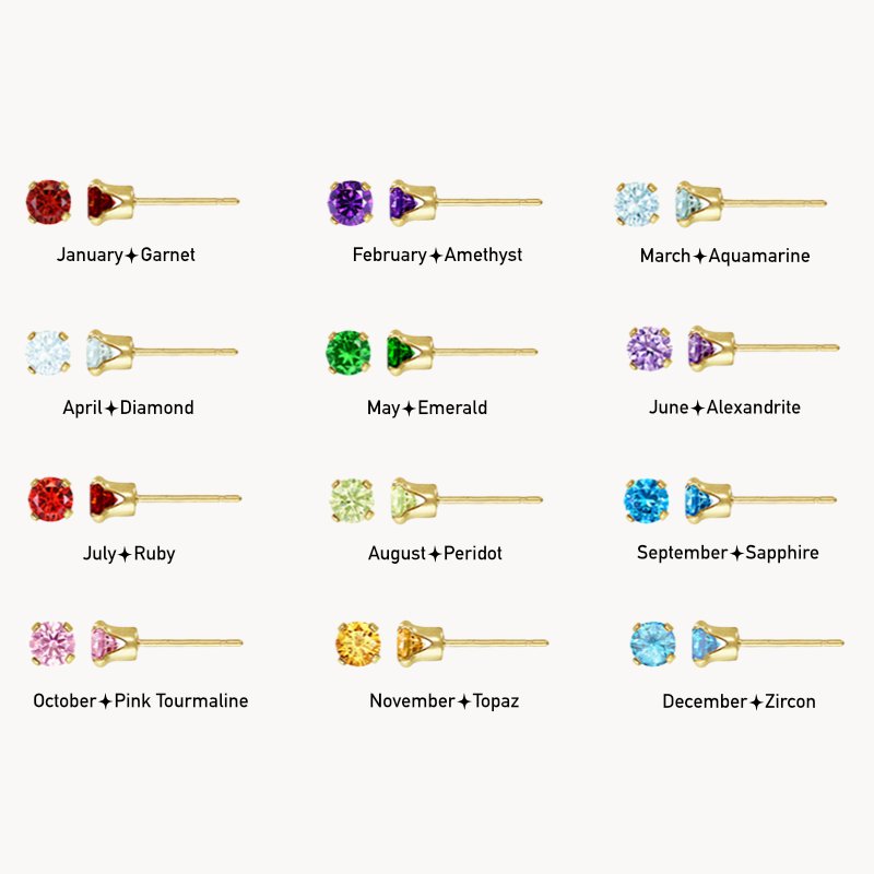 14k Gold Filled Birthstone Stud Earrings - Lucky Eleven Jewellery