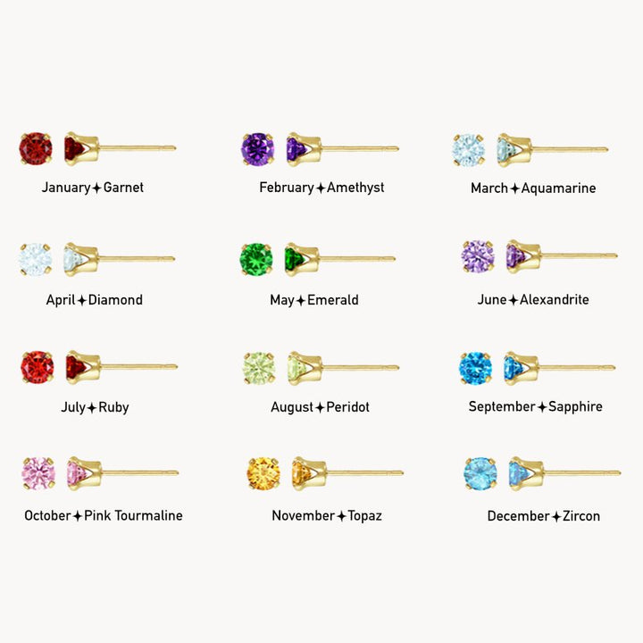 14k Gold Filled Birthstone Stud Earrings - Lucky Eleven Jewellery