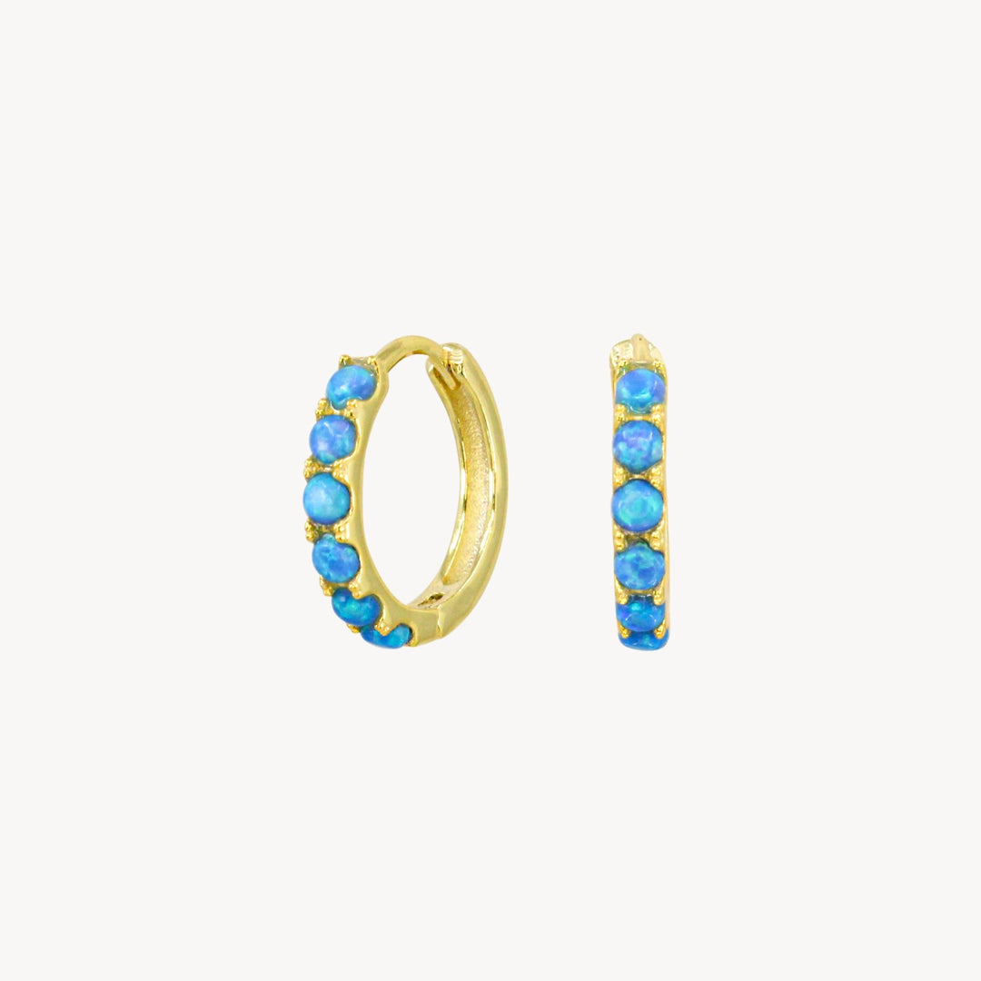 Blue Opal Huggie Hoops - Lucky Eleven Jewellery