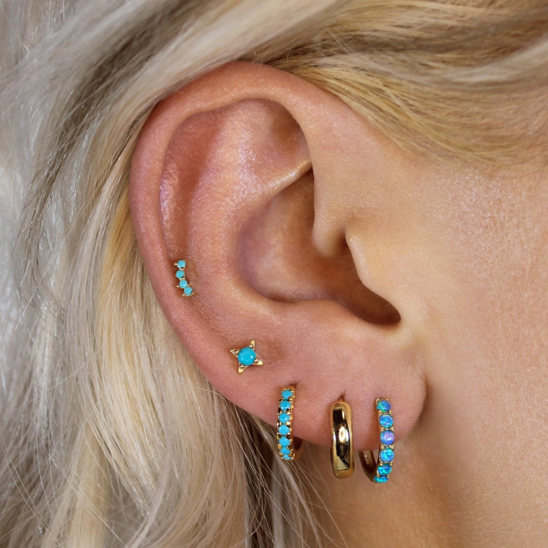Blue Opal Huggie Hoops - Lucky Eleven Jewellery