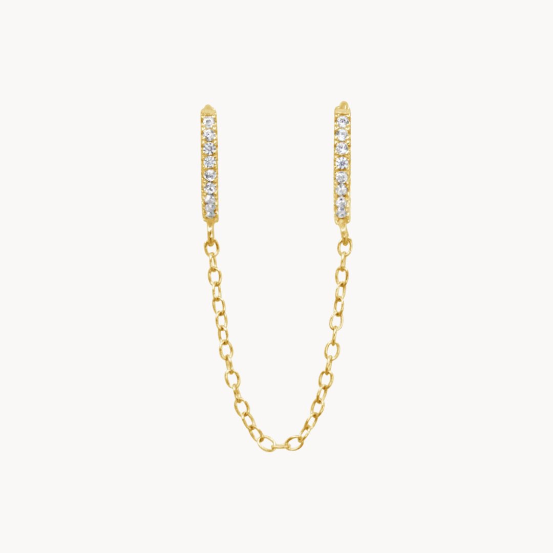 Chained Pavé Huggie Hoops - Lucky Eleven Jewellery