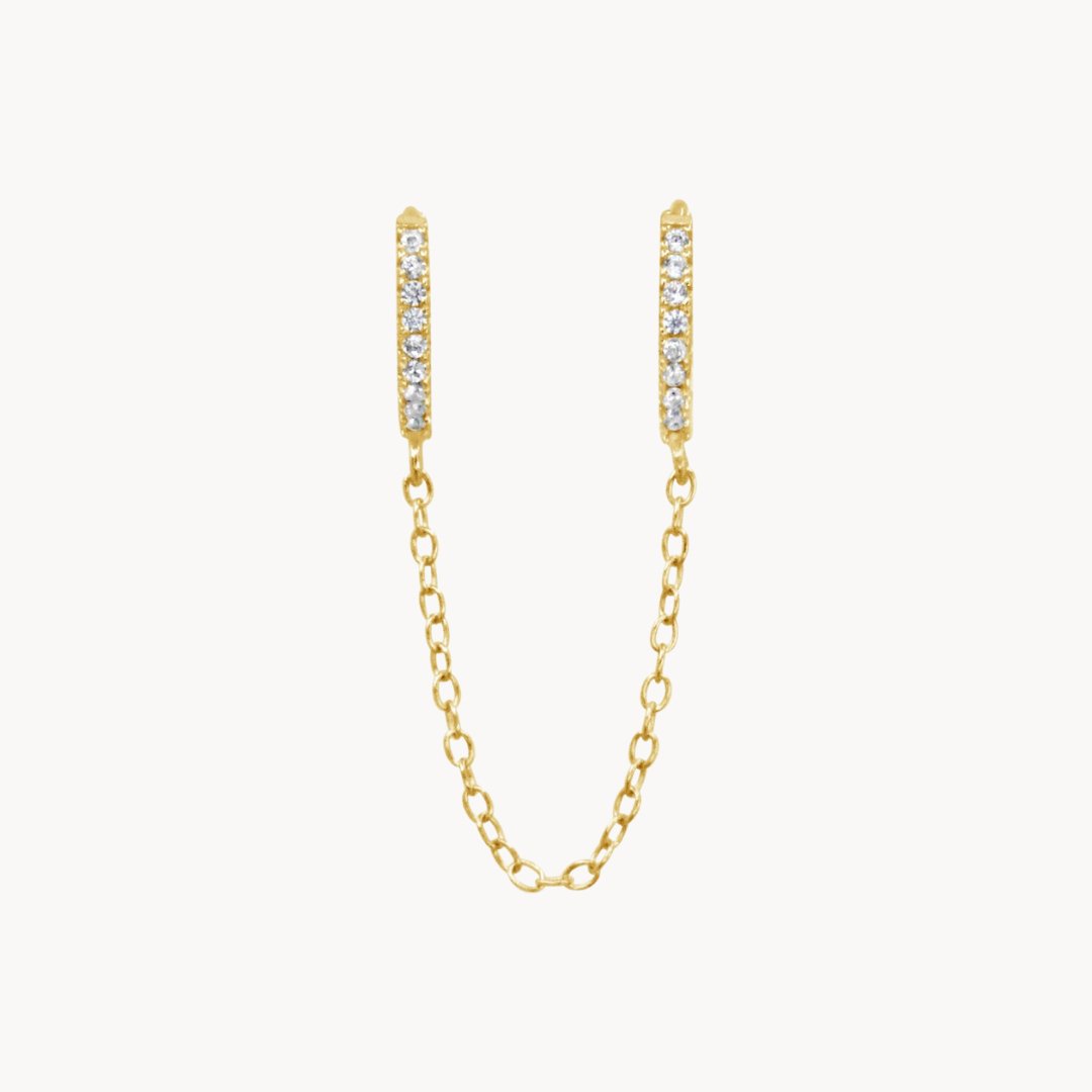 Chained Pavé Huggie Hoops - Lucky Eleven Jewellery