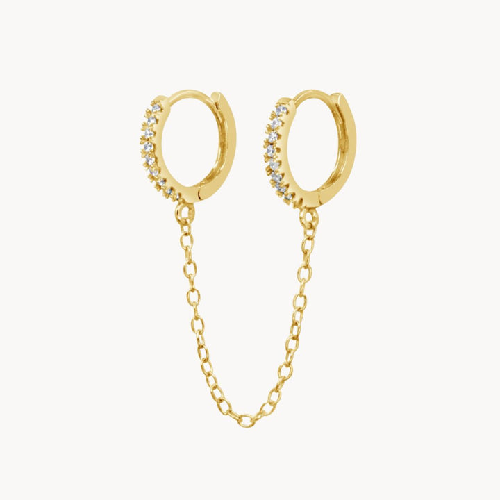Chained Pavé Huggie Hoops - Lucky Eleven Jewellery