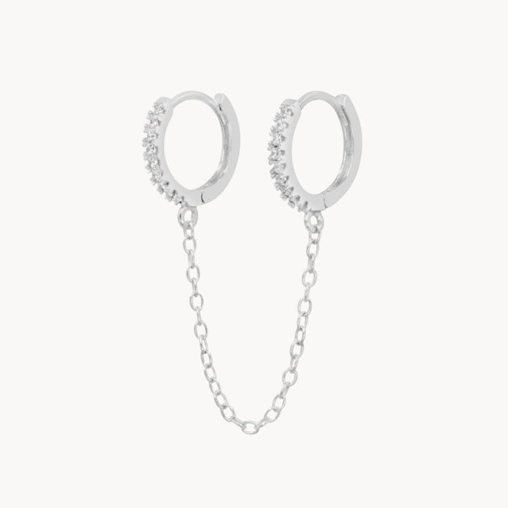 Chained Pavé Huggie Hoops - Lucky Eleven Jewellery