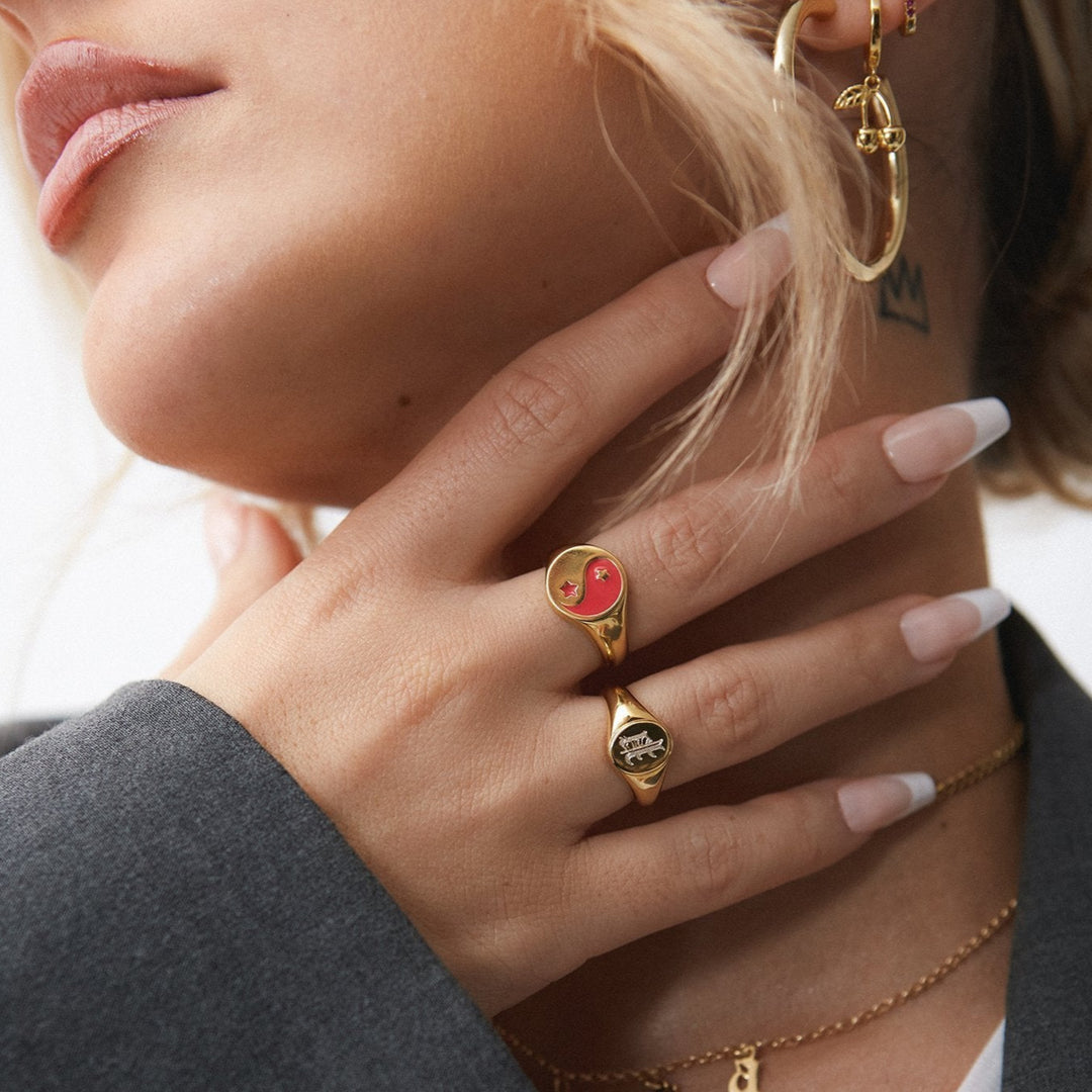 Cherry Red Yin Yang Ring - Lucky Eleven Jewellery