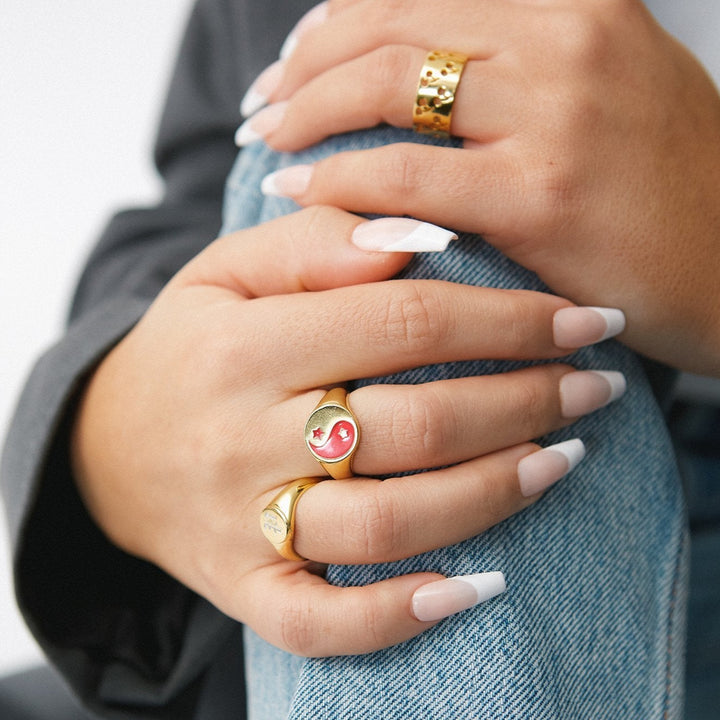 Cherry Red Yin Yang Ring - Lucky Eleven Jewellery